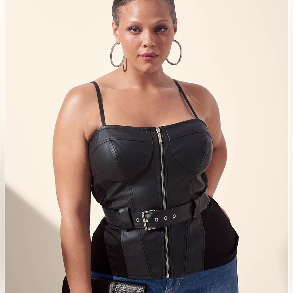Venus Faux-Leather Bustier Top- NEW